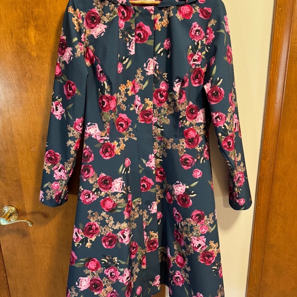 RainSisters Fit and Flare Coat with Pleated Back in Misty Rose - Picture 4 of 4